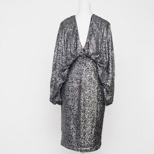 Gabrielle Union - Drape Sleeve Silver‎ Sequin - Perfect New Years Eve Dress